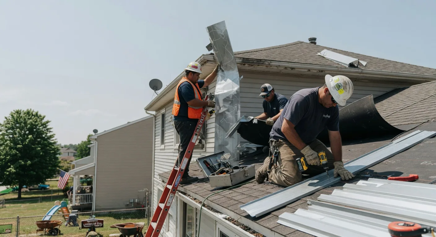 Storm Damage Metal Roof Repair in Rhodelia, KY